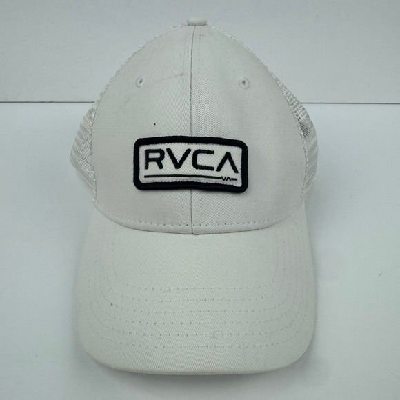 RVCA White Trucker Hat Cap Mid Fit Snapback Adjustable Casual Everyday - Picture 1 of 13